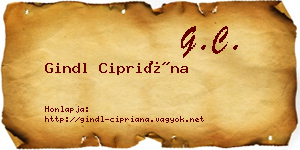 Gindl Cipriána névjegykártya